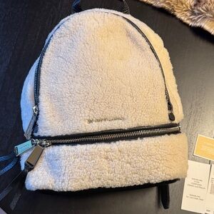 Michael Kors Shearling Backpack in Cream and Black